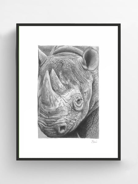 "Black Rhino" Print (9"x12")